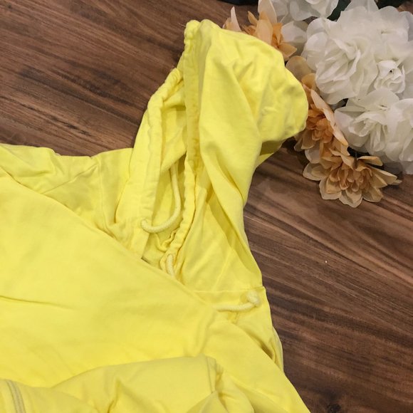 Neon Yellow Organic Cotton Zip Up Sweater - Picture 4 of 5